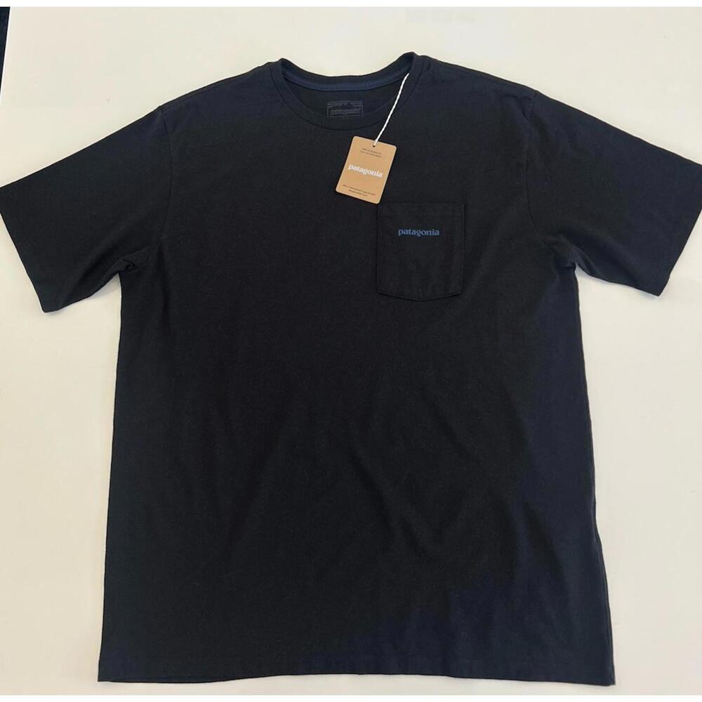 $45 Patagonia Boardshort Logo Pocket Responsibili-Tee Ink Black Medium 37655 - Picture 2 of 3
